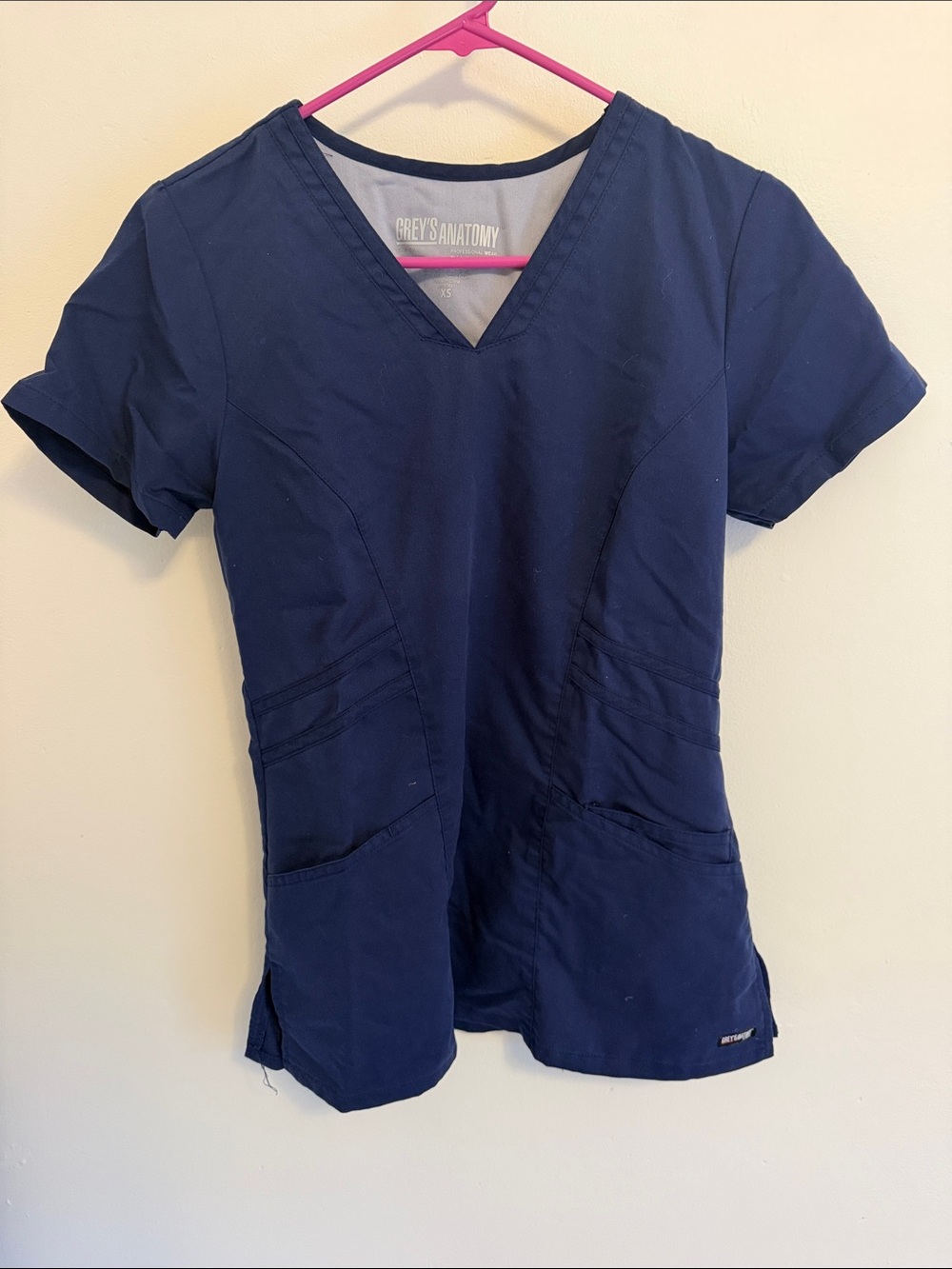 Grey's Anatomy Navy V-Neck Scrub Top with Front Pockets